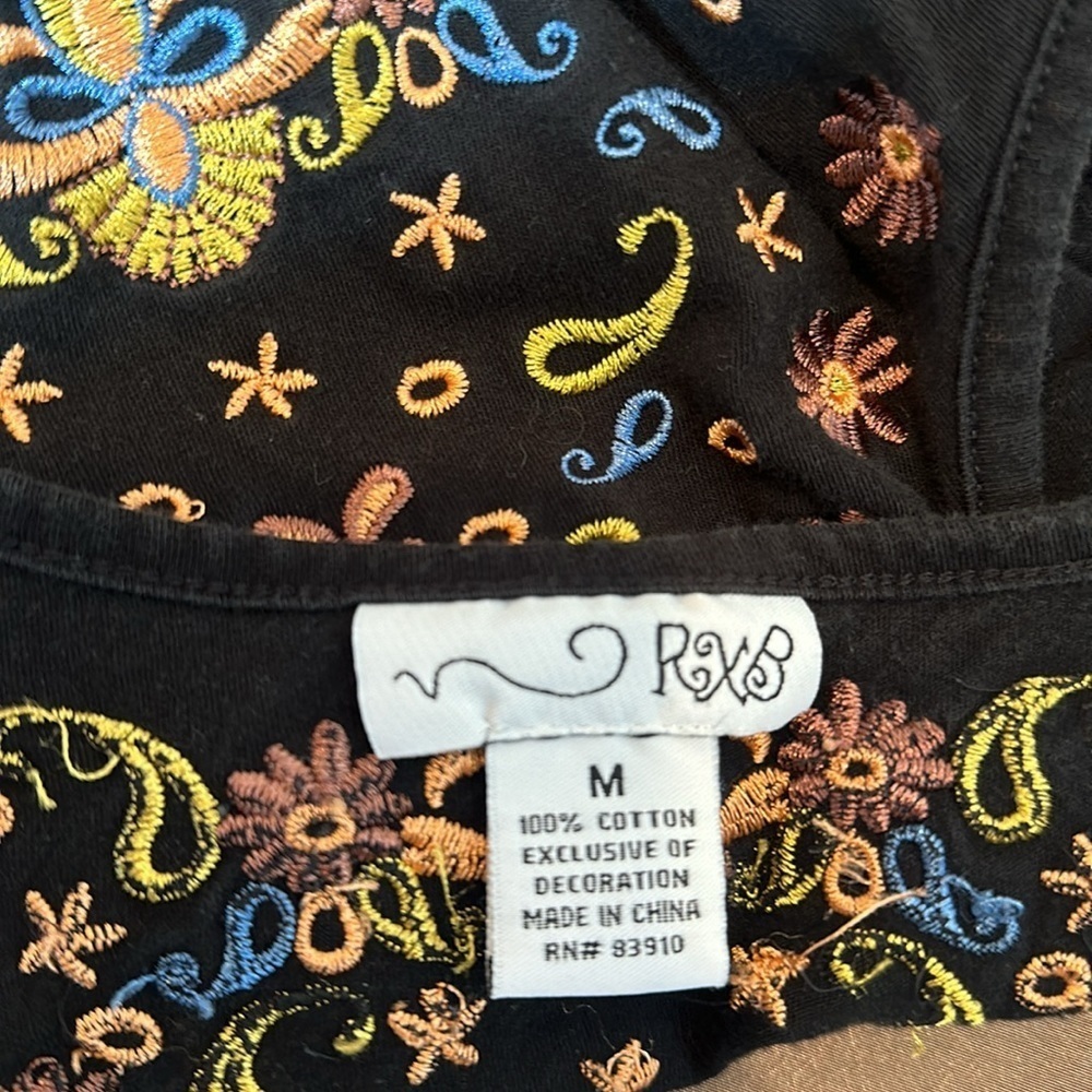 RBX Black Beaded Tank Top with Embroidery - Picture 5 of 6